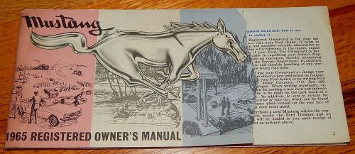 Original 1965 ford mustang registered owner&#039;s manual 72 pages + tire care page