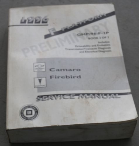 1996 chevy camaro pontiac firebird oem service shop manual book 2 preliminary