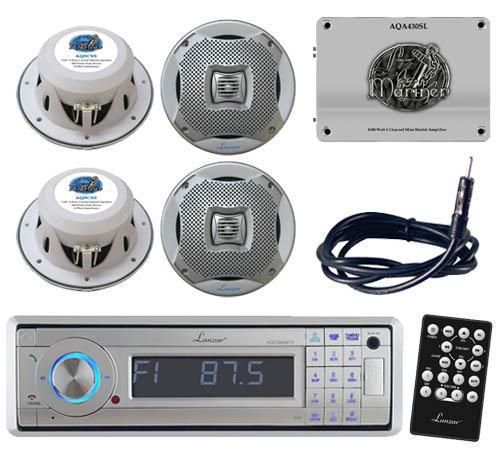 Aqcd60bts silver marine cd/mp3 am/fm stereo /bluetooth 1600w amp 4 spkr /antenna