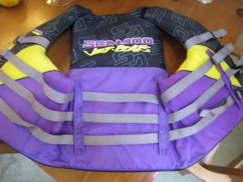 Sea doo jet boat life vest ski vest pfd adult s/m 32&#039;-40&#034; purple yellow black