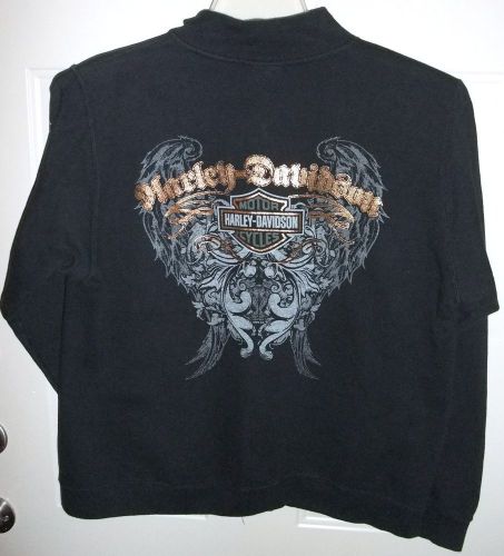 Harley-davidson women&#039;s h-d black full zip crew neck sweatshirt xl