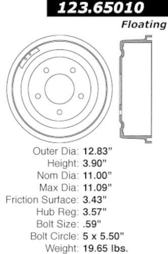 Brake drum centric 123.65010 fits 68-72 ford f-100