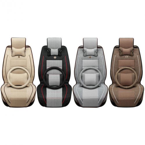 Car seat cushion linen cover + steering wheel cover for all 5 seat car