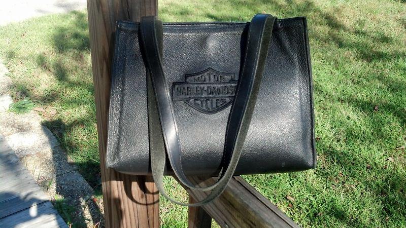 Harley davidson black leather shoulder bag purse 