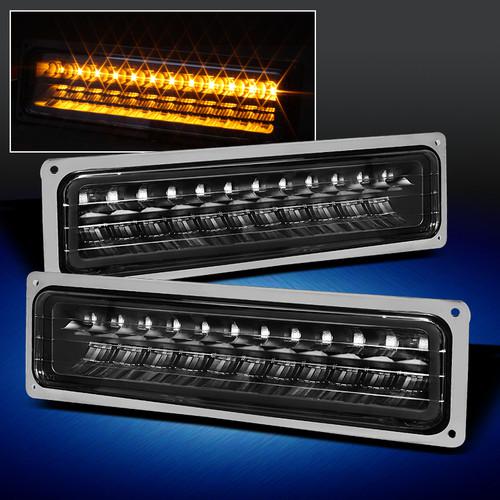 Black 88-98 chevy gmc c10 c/k sierra silverado full led bumper signal lights