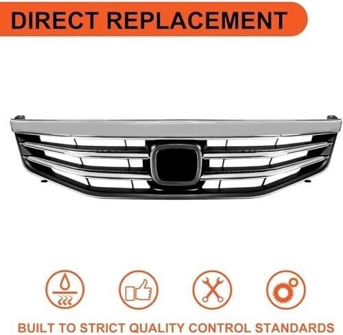 Chrome front bumper grille compatible with 2011-2012 honda accord sedan