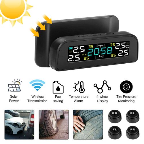 Solar tpms lcd wireless car tire pressure monitoring system + 4 external sensors