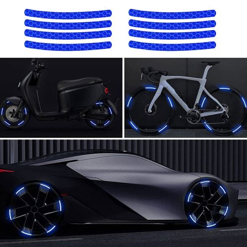 20pcs car wheel blue reflective hub rim stripe tape decal stickers accessories