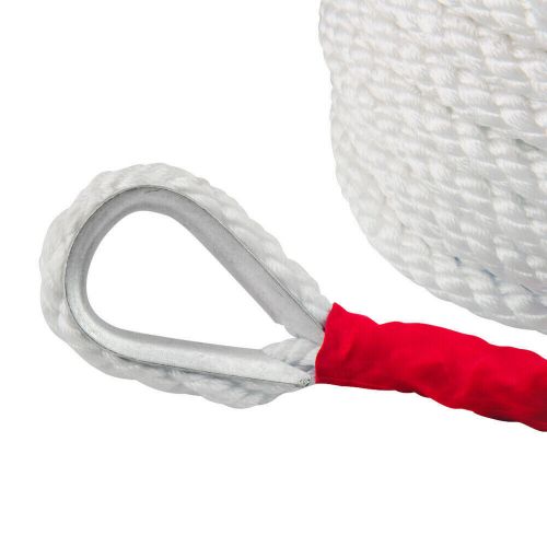 2pack 12592lb twisted 3-strand nylon anchor rope boat with thimble mooring line