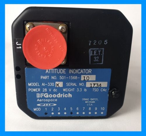 Goodrich aerospace attitude indicator model ai-330 k jet p/n 501-1568-10 28v dc