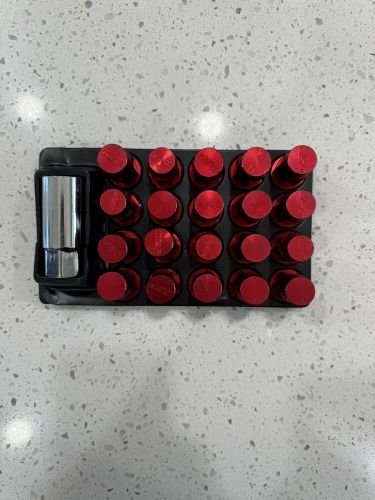 Aluminum red closed end wheel lug nut+ key &amp; socket set