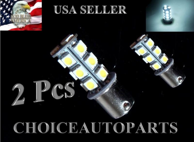 2x ba15s 18 smd turn signal & backup reserve white car led light bulbs 1156 7506