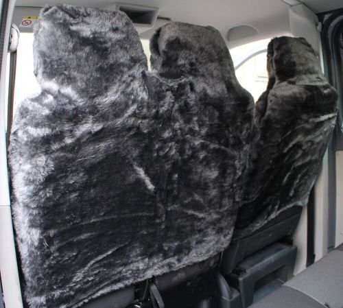 For vauxhall movano (10+ ) plain grey faux fur van seat covers - single + double