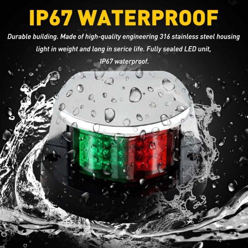 Led navigation marine light bow light chrome for boat red pontoon green auxito