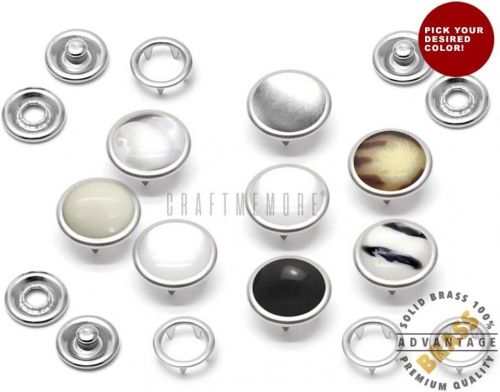 Craftmemore 20 sets 12mm pearl snaps fasteners pearl-like 12 mm, brown stone