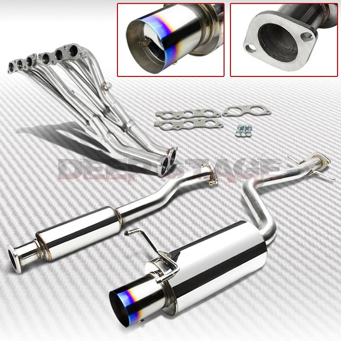 Ss cat back exhaust 4"burnt tip muffler+header 01-05 lexus is300 altezza 2jz-ge