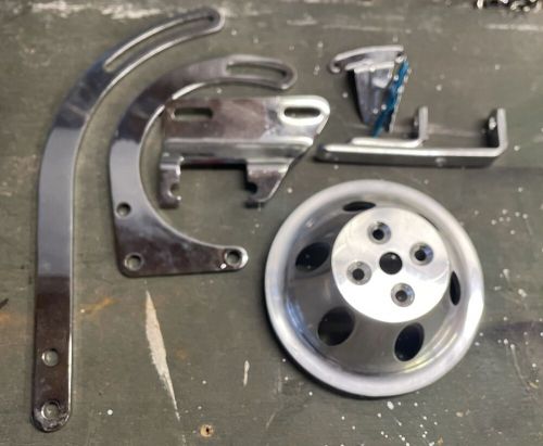 Chrome pulley and brackets for small block chevy