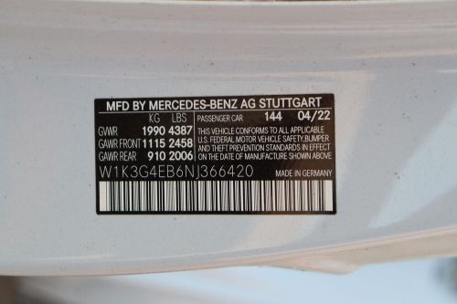 2022 mercedes a-class center pillar lh