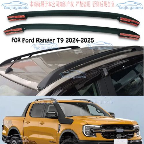 2pcs black abs top side bars rails roof rack kit for ford ranger t9 2024-2025