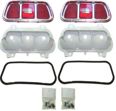 71-73 mustang tail light lenses and trim kit, new