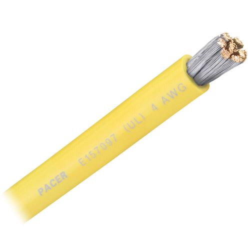 Pacer yellow 4 awg battery cable marine boat vessel applications sold per foot