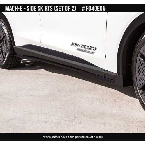 Fits 21-24 mustang mach-e air design rocker side skirts satin black new fo40e05