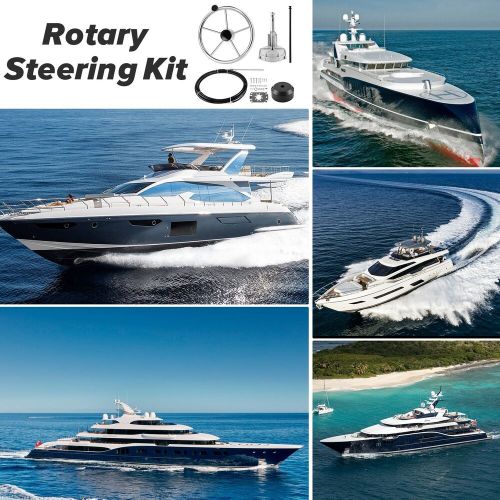 Loschen 15 feet boat rotary steering system outboard kit marine with 13.5&#034; wheel