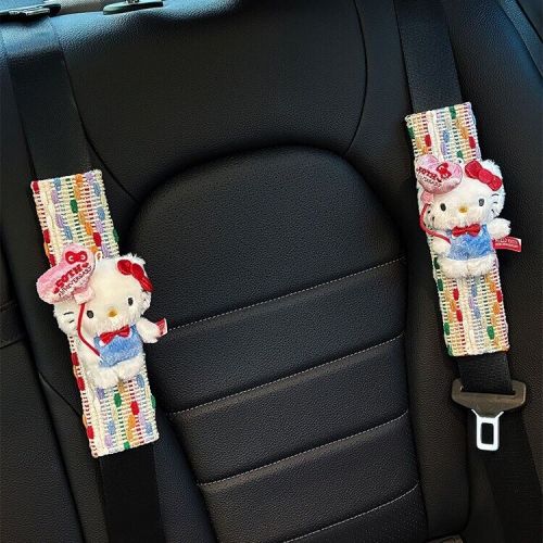 2pcs car seat belt shoulder covers cute kitty protector shoulder pads 24cm