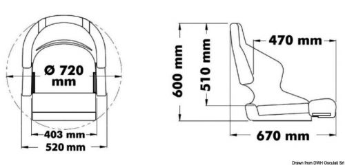 Osculati anatomical padded seat coated in white vinyl with open lumbar region