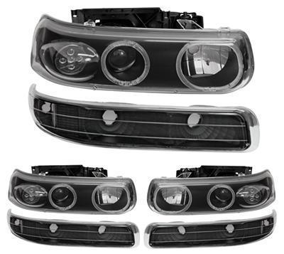 Matrix angel eye projector headlamps 2000-2006 chevy suburban 1500 black housing