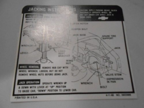 1968-69 reproduction chevy el camino jack instructions decal