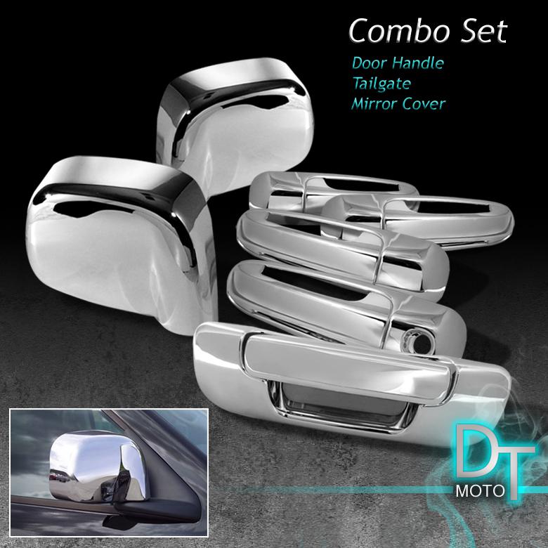 Combo 02-08 ram 1500 03-09 2500 3500 chrome 4dr door handle+mirror+tailgate trim