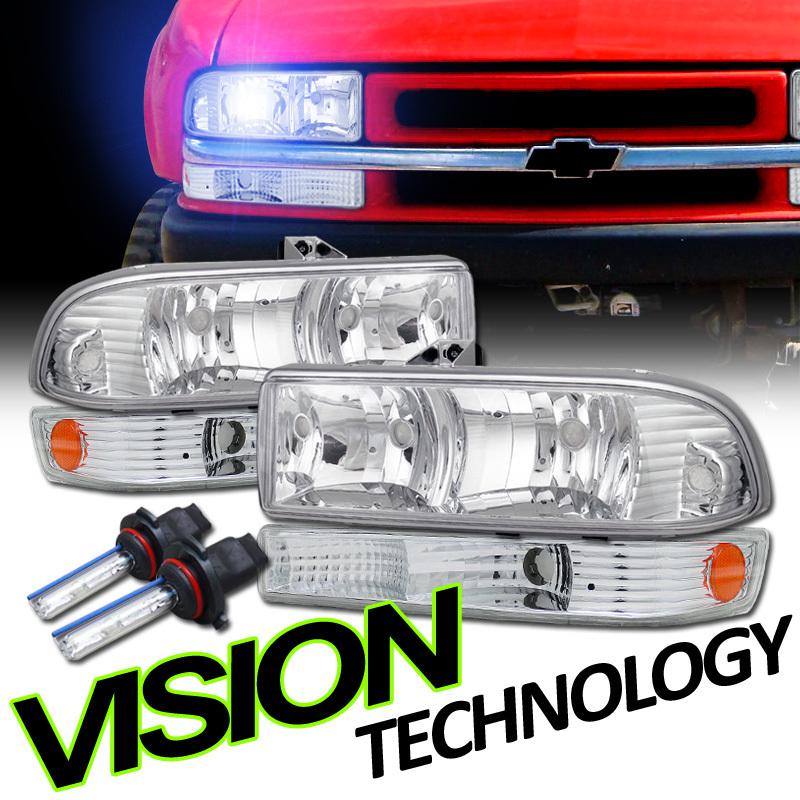 9006 low beam hid 98-05 s10 pickup/blazer euro headlights+bumper lights w/ amber