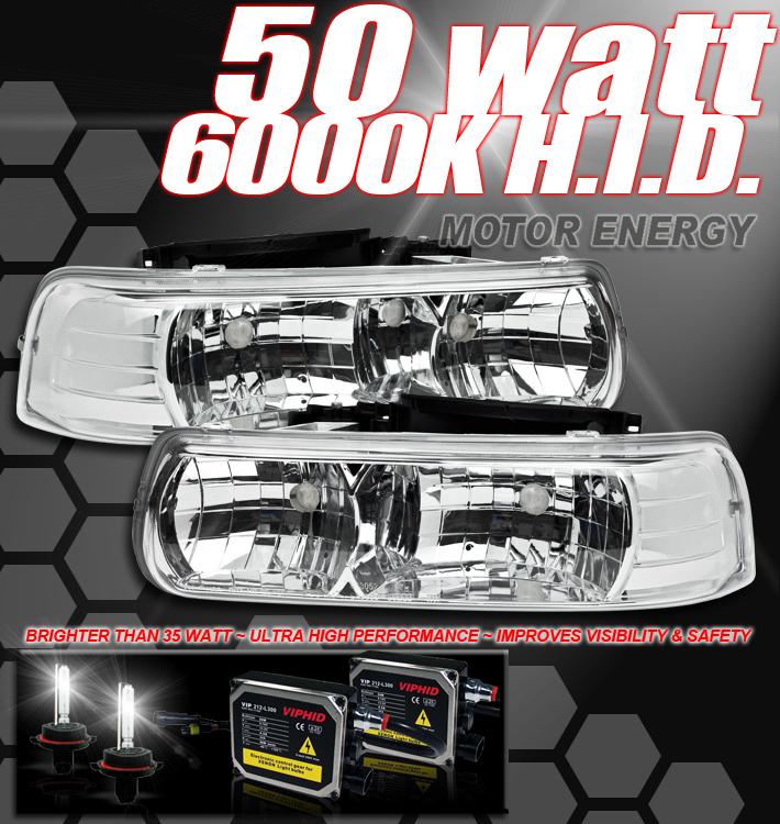 99-02 chevy silverado truck diamond headlight+6000k hid