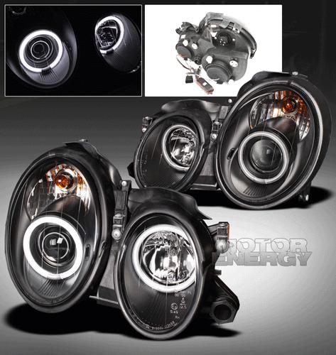 1998-2002 mercedes-benz clk w208 ccfl halo projector headlights black 2000 2001