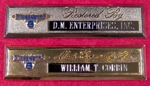 Duesenberg - custom engraved dash plaque