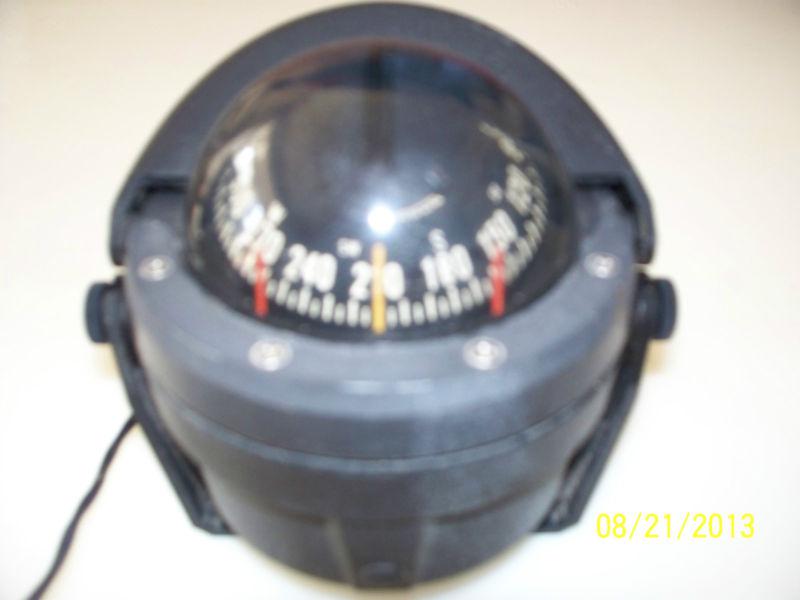 Ritchie marine boat compass used model b-81 5" wide x 5 3/4" high  w/light