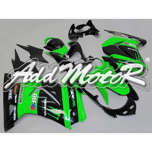 Injection molded fit ex250 250r 2008-2012 2009 2010 green black fairing 25w01