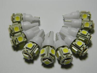 10 pcs xenon white w5w 192 168 194 t10 wedge 5050 3chips light 5 smd led bulbs