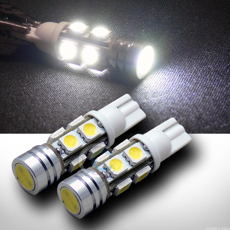 2pc white t10 wedge 1 high power+8 smd led brake/reverse/backup light bulbs set