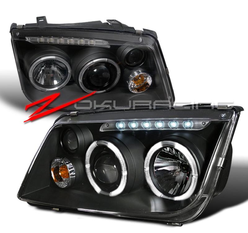 1999-2005 vw jetta bora led halo projector headlights black