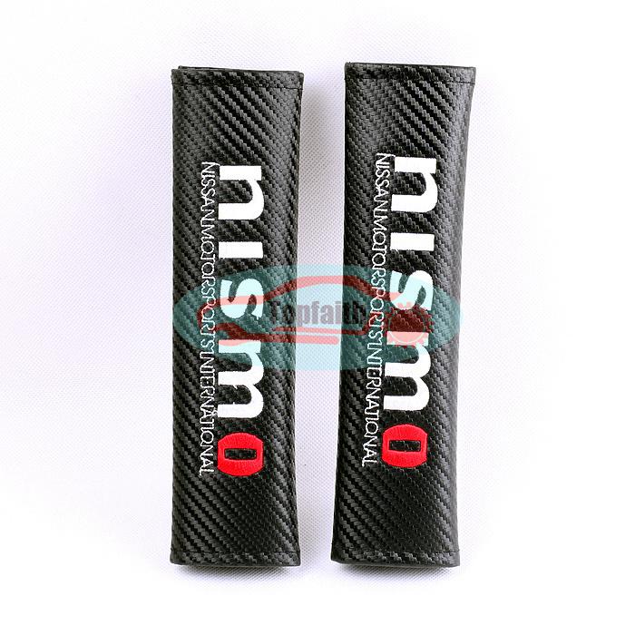 2pcs carbon fiber embroidery seat belt shoulder pad cushions for nissan nismo