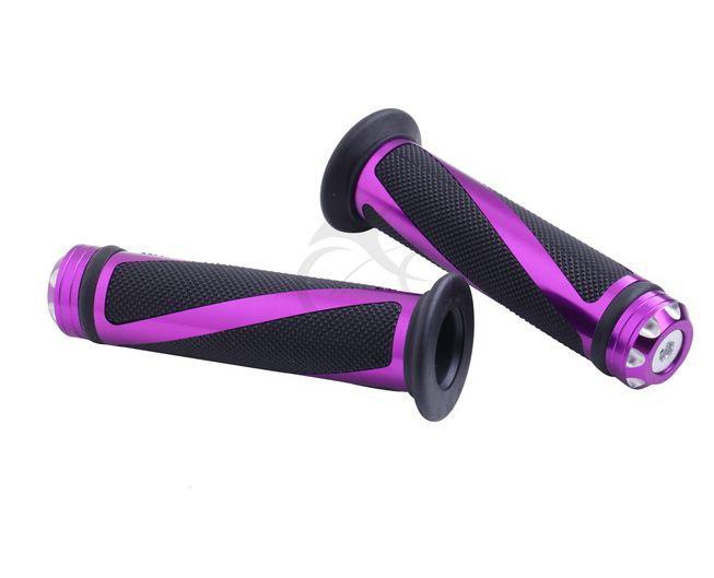 7/8" motorcycle sports bikes handlebar aluminum rubber gel hand grips purple