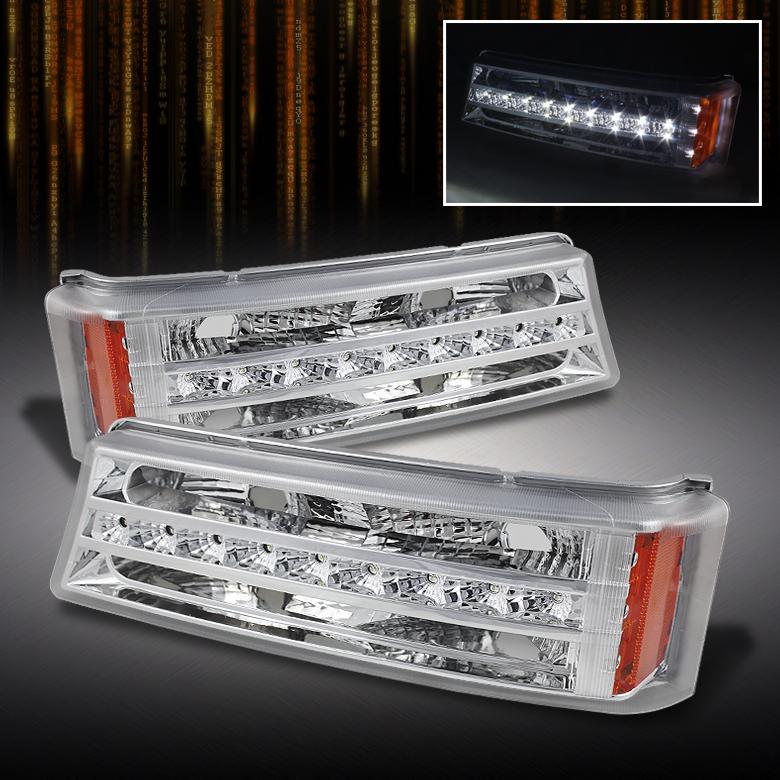 03-06 silverado avalanche euro clear led bumper signal lights lamps left+right