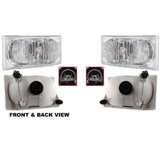 New pair set headlight headlamp housing w/clear lens sae dot stamped aftermarket