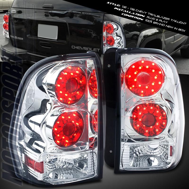 2002-2008 chevy trail blazer suv 4dr euro chrome full led rear tail lights lamp