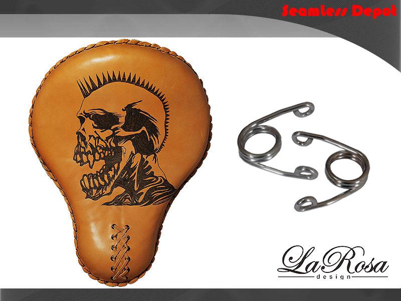 15" la rosa tan leather death punk harley softail chopper solo seat + spring kit