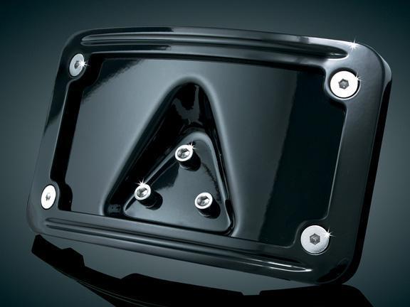 Kuryakyn curved laydown license plate mount with frame - gloss black  3148