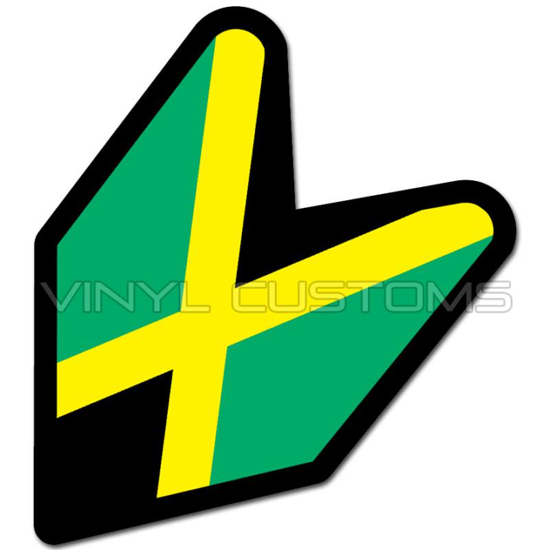 4" jamaica wakaba leaf flag jamaican decal sticker jdm a+