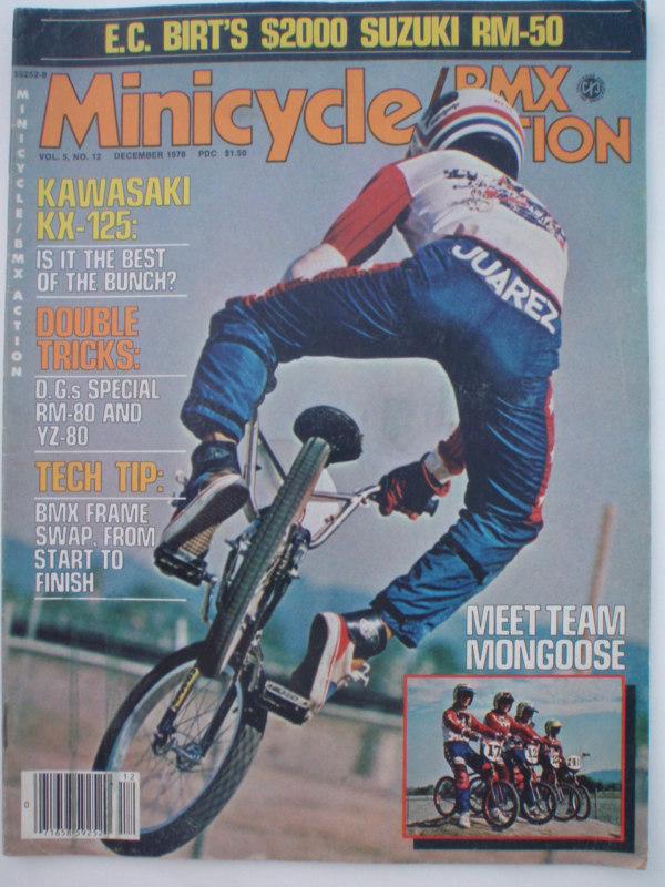 Minicycle bmx action december 1978 team mongoose jag  kx125a4 dg rm yz 80